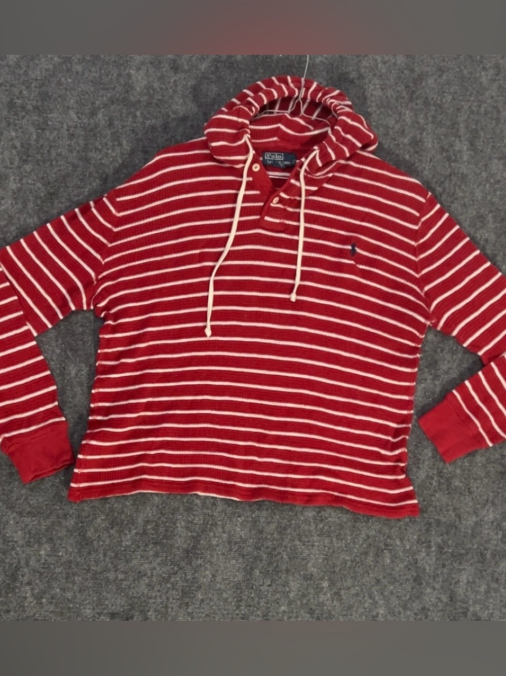 Polo by Ralph Lauren Red and White Striped Hoodie Size L